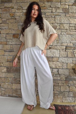Lindin Linen Blend Dart Barrel Pant White